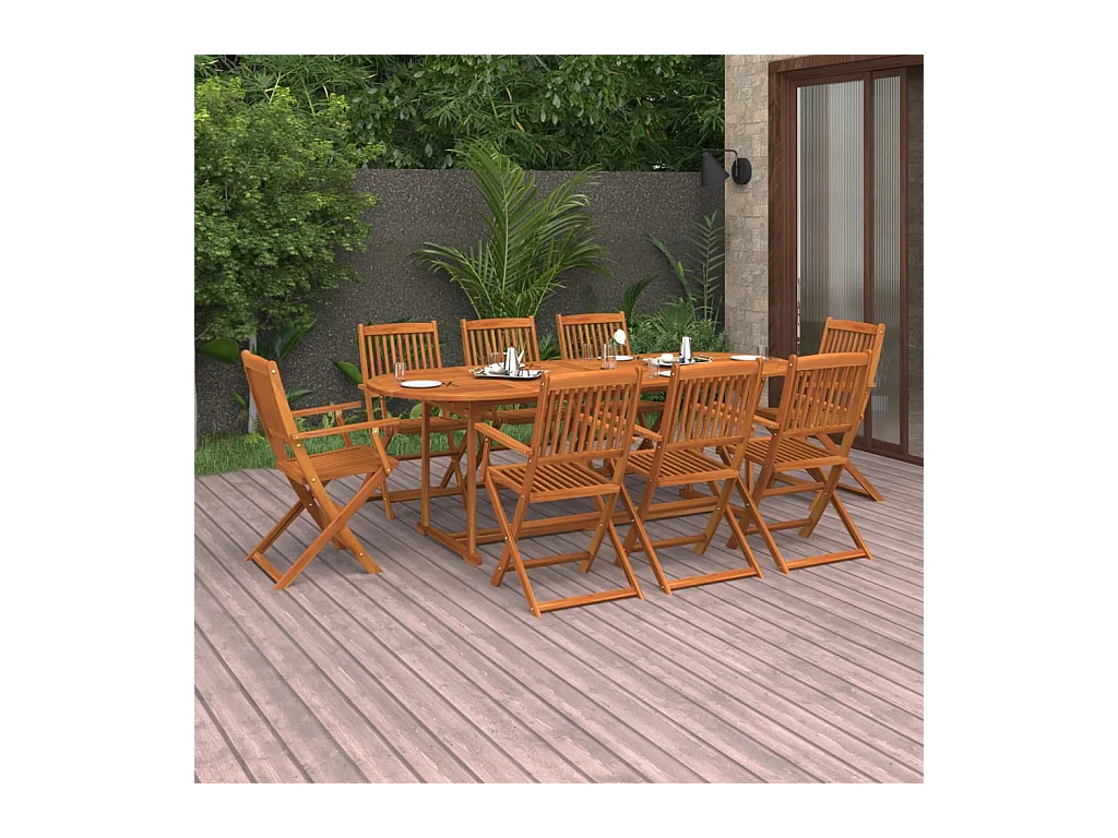 Jersey Village  Ensemble à manger de jardin 9 pcs 220x90x75 cm bois d'acacia
