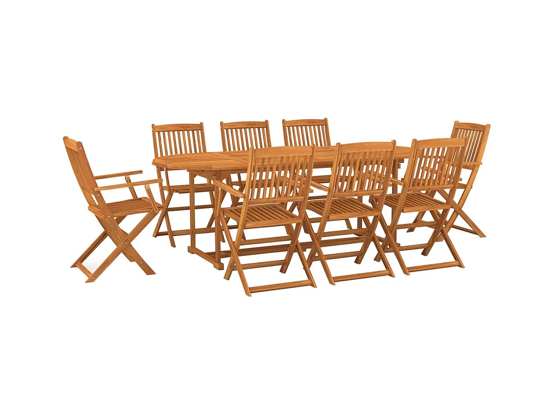 Jersey Village  Set comedor de jardín 9 piezas madera maciza acacia 220x90x75cm