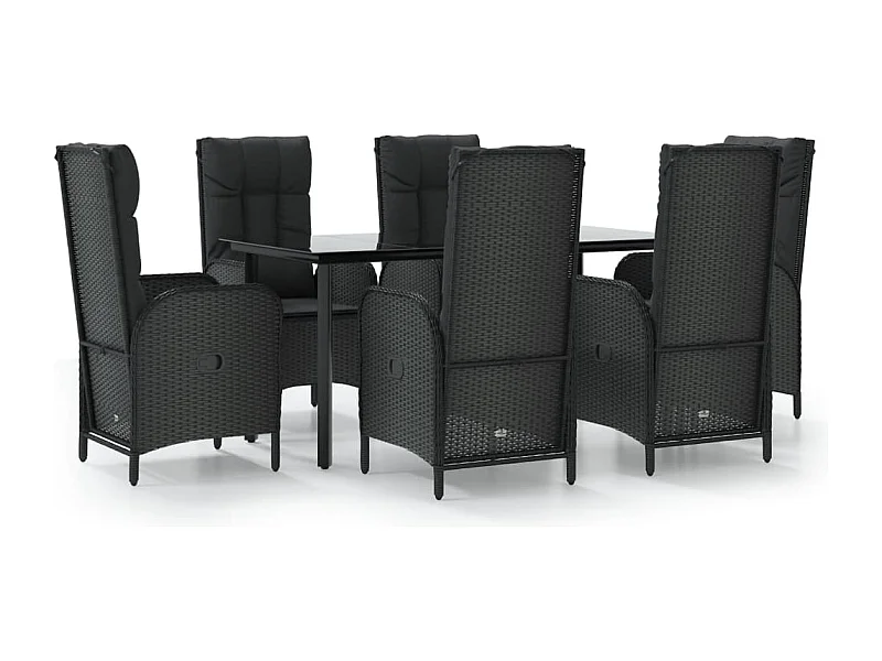 De Haan  7-delige Tuinset met kussens poly rattan zwart