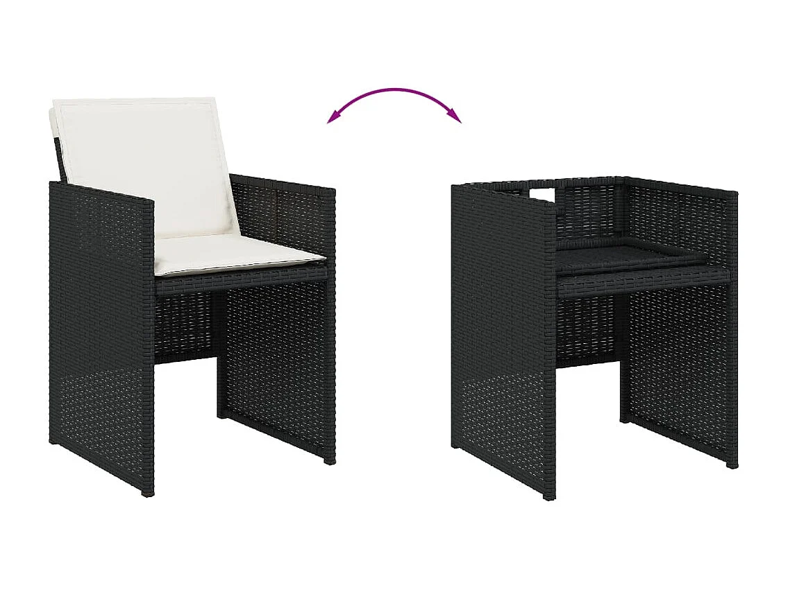 Ljungby  Set de muebles jardín 5 pzas con cojines ratán sintético negro