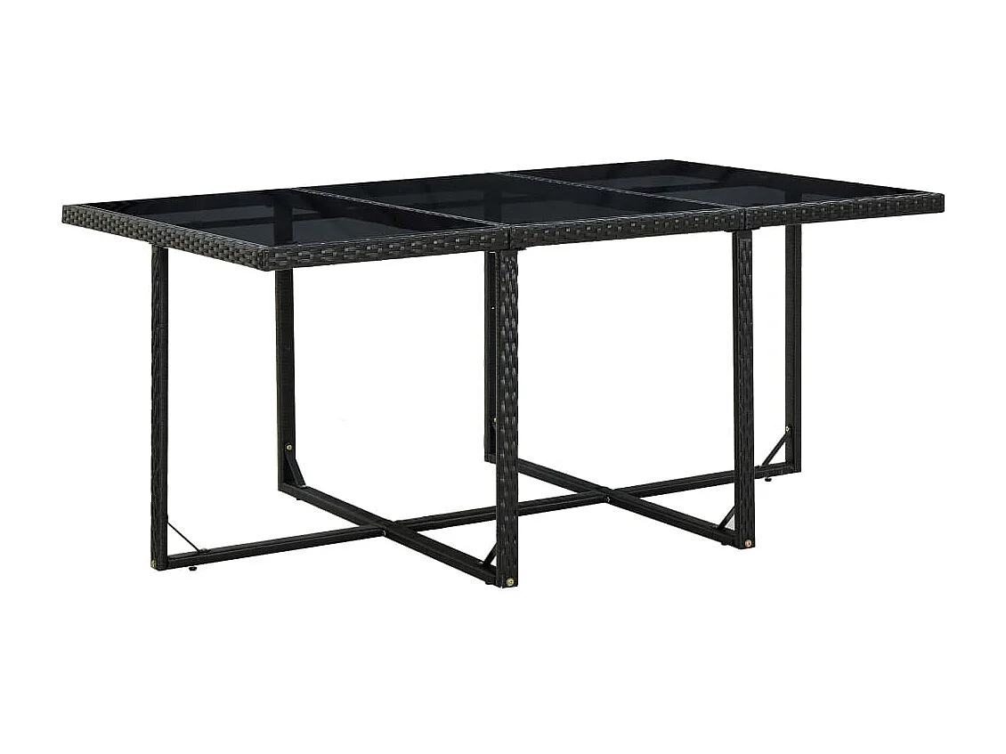 Ilran  Ensemble à manger d'extérieur 11 pcs coussins poly rotin noir