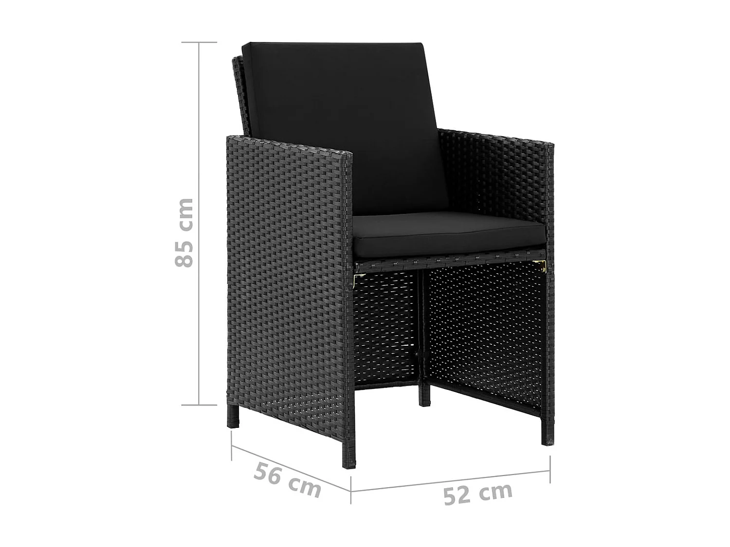 Ilran  Ensemble à manger d'extérieur 11 pcs coussins poly rotin noir