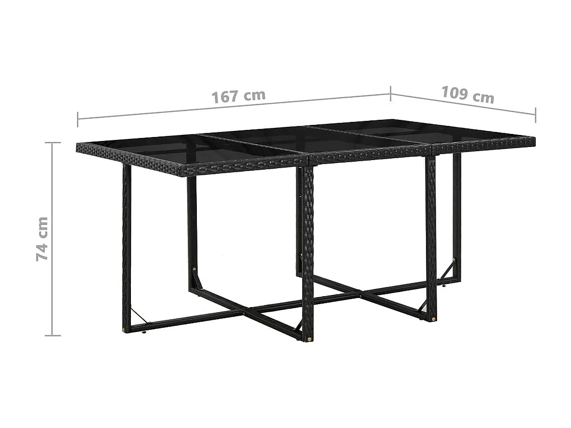 Ilran  Ensemble à manger d'extérieur 11 pcs coussins poly rotin noir