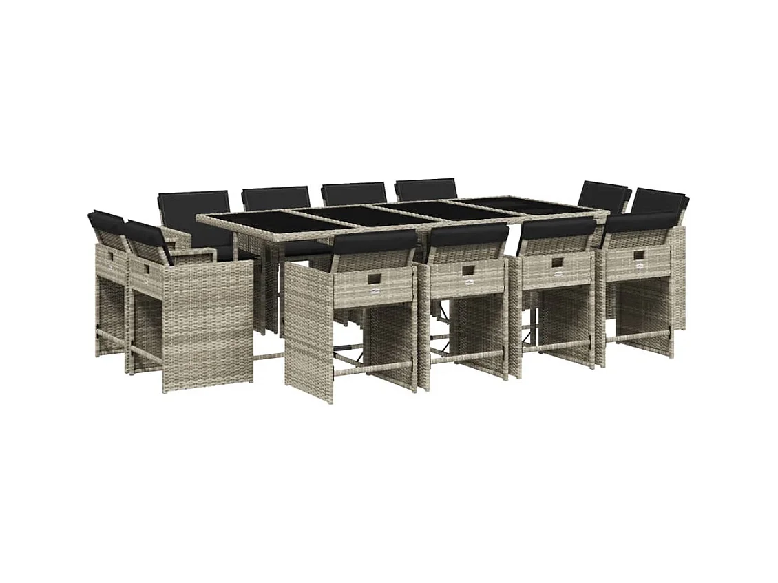 An Daingean  13-delige Tuinset met kussens poly rattan lichtgrijs