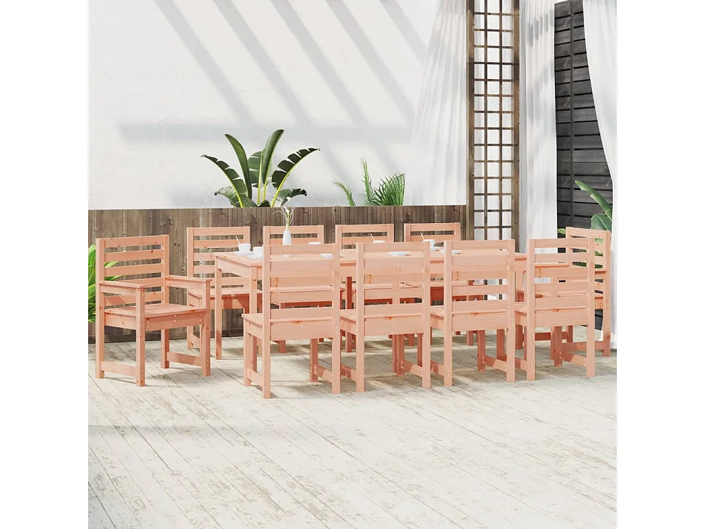 Sophie-Marie-Catherine  Juego de comedor de jardín 11 pzas madera maciza abeto Douglas