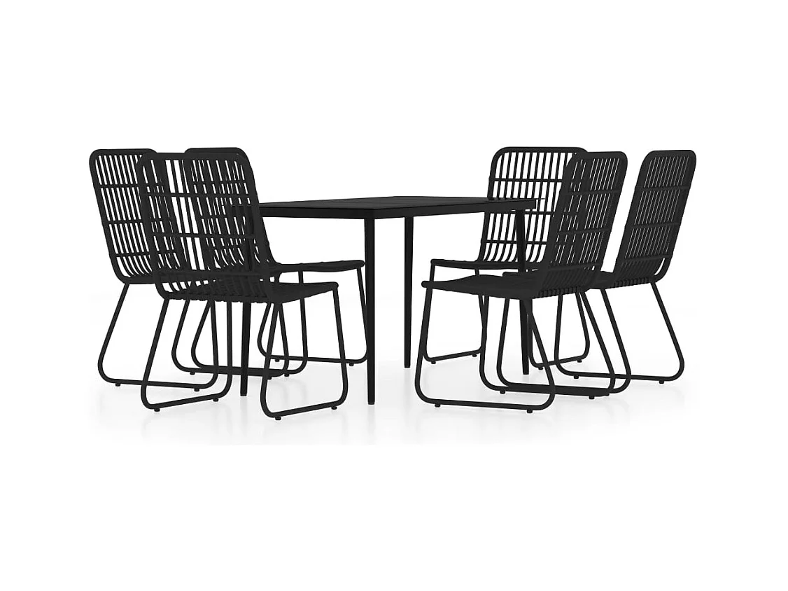 María Patricia  Ensemble à manger de jardin 7 pcs Noir