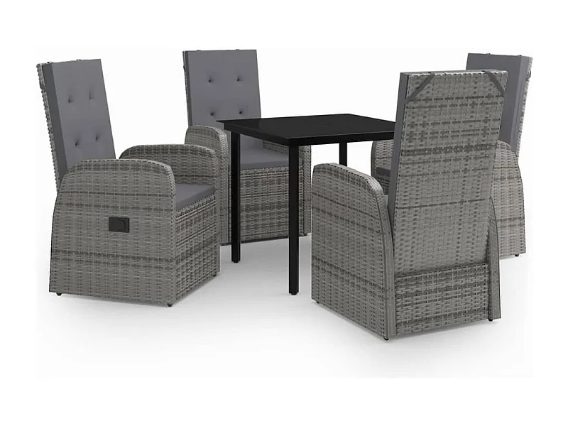 Batur  5-delige Tuinset met kussens grijs