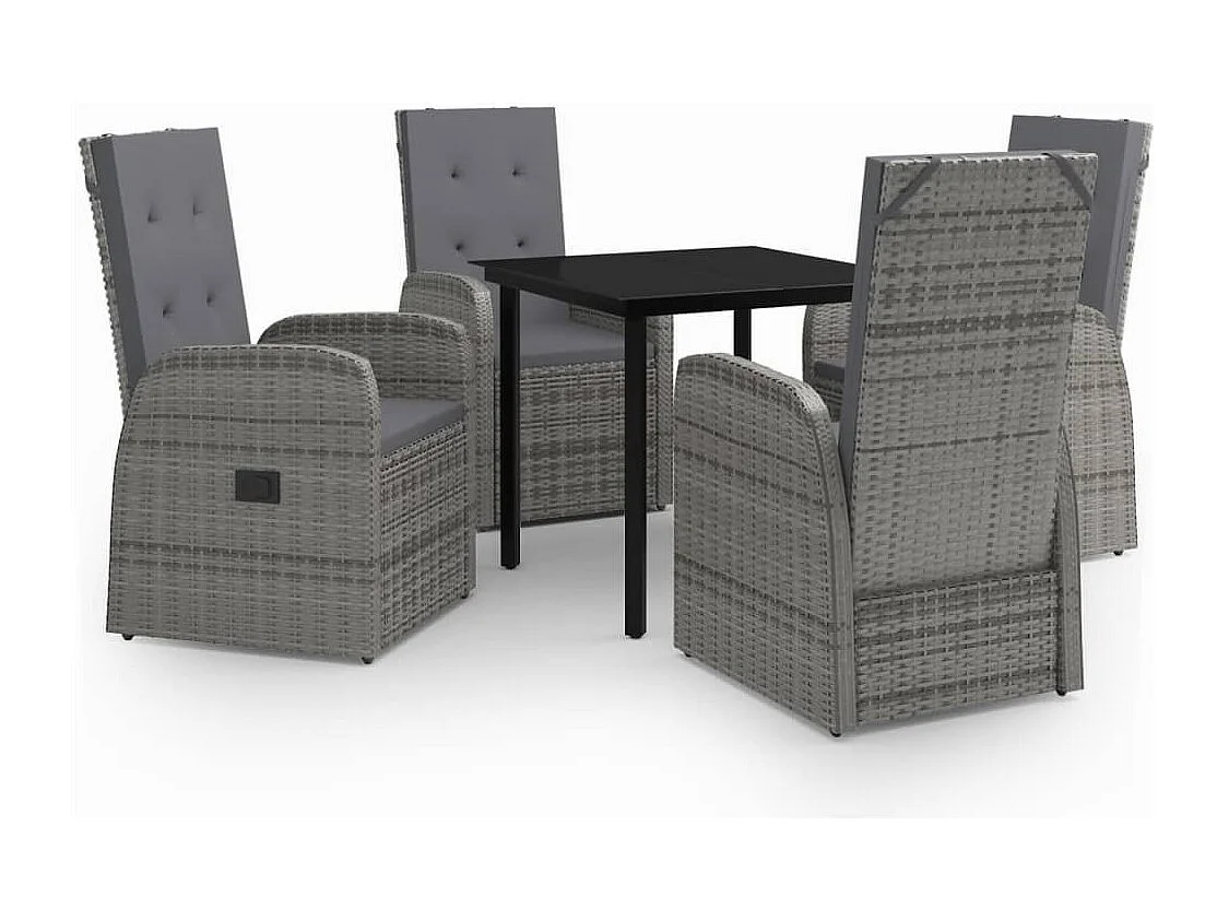 Batur  5-delige Tuinset met kussens grijs