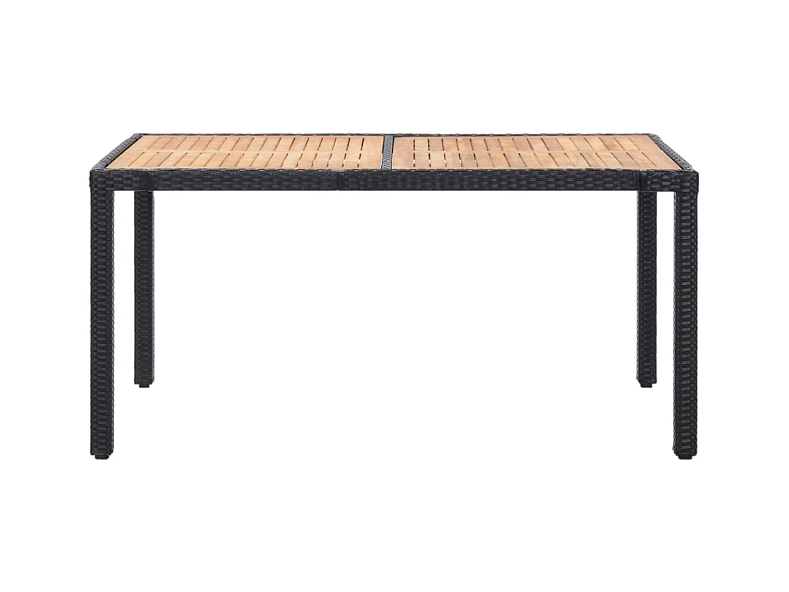 Ewald  Set comedor de jardín 7 piezas y cojines ratán sintético negro