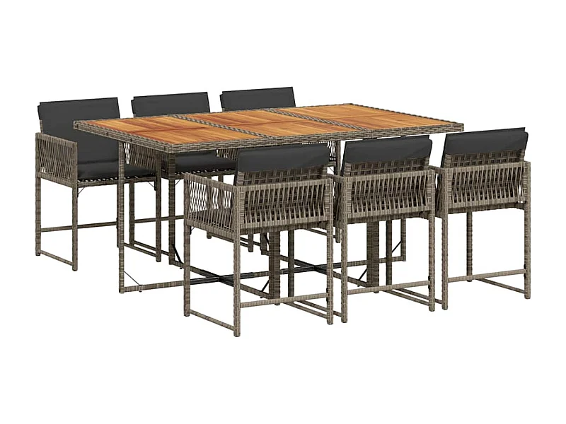 Sharif  7-delige Tuinset met kussens poly rattan grijs