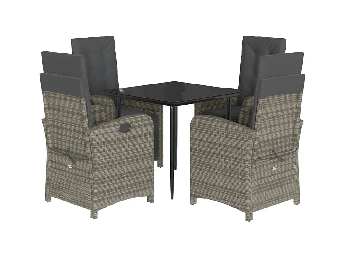 Modica  Ensemble à manger de jardin 5 pcs coussins gris résine tressée