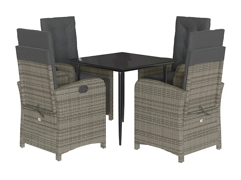 Modica  Set comedor de jardín 5 piezas con cojines ratán sintético gris