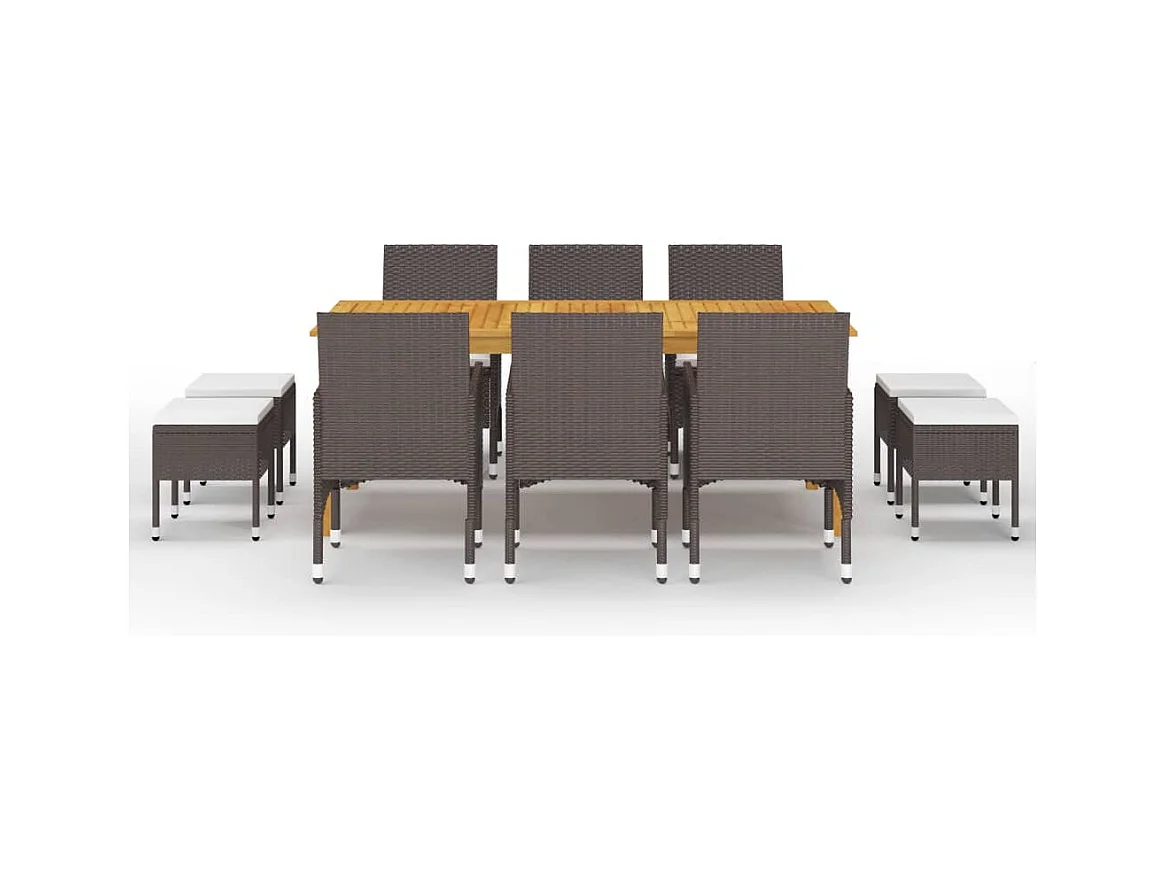 Bas  Ensemble à manger de jardin 11 pcs Marron