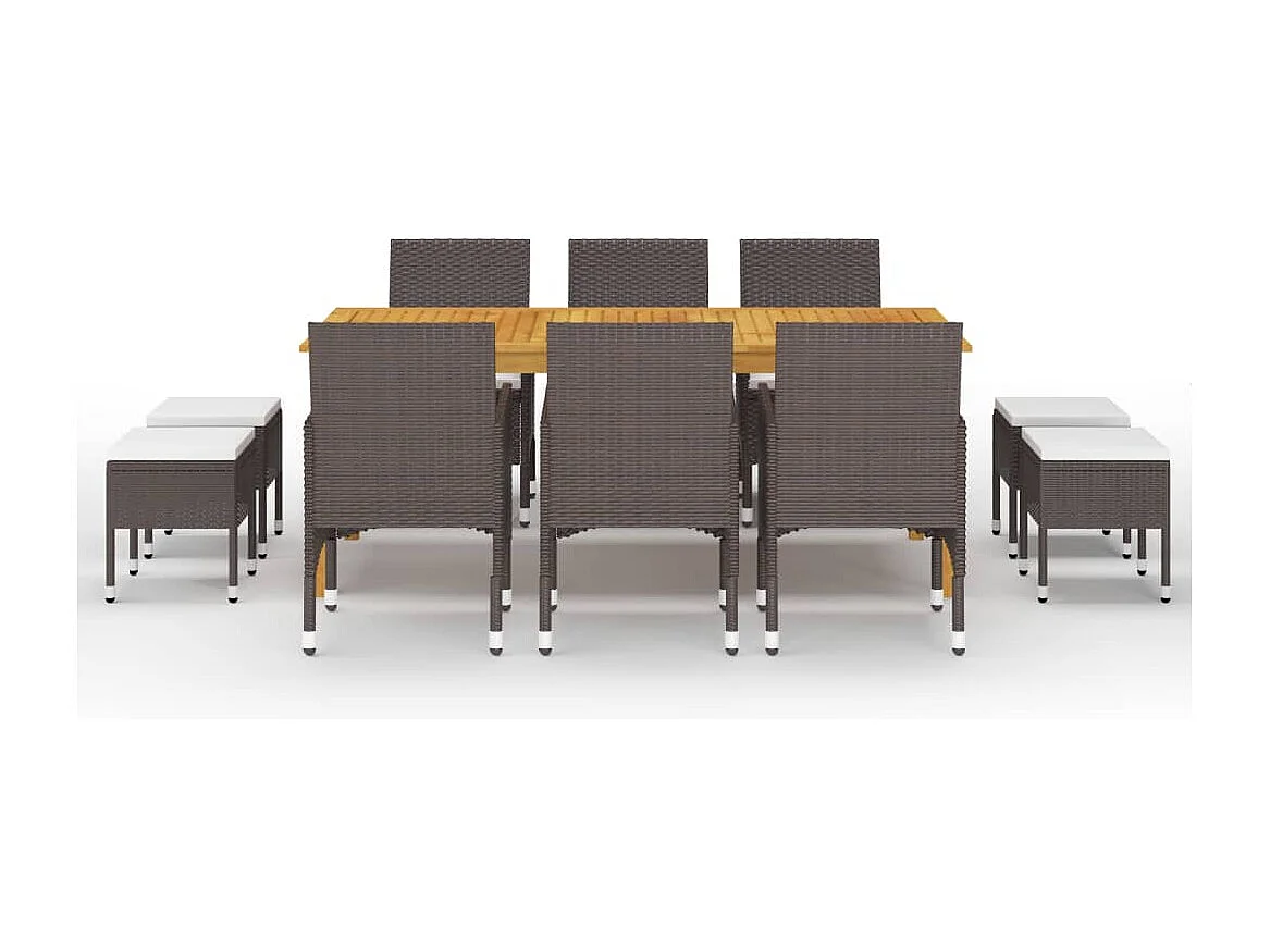 Bas  Ensemble à manger de jardin 11 pcs Marron