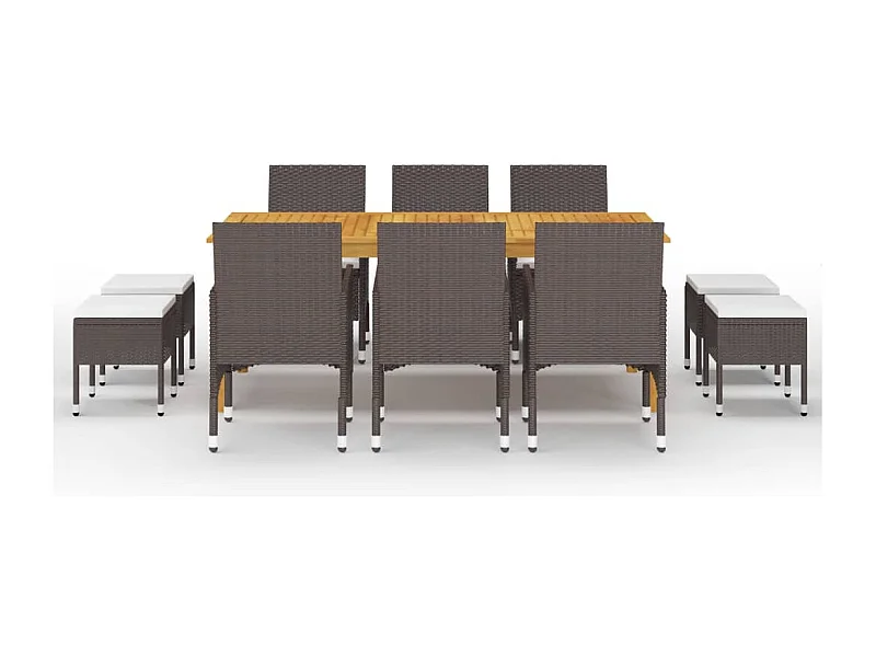 Bas  Ensemble à manger de jardin 11 pcs Marron