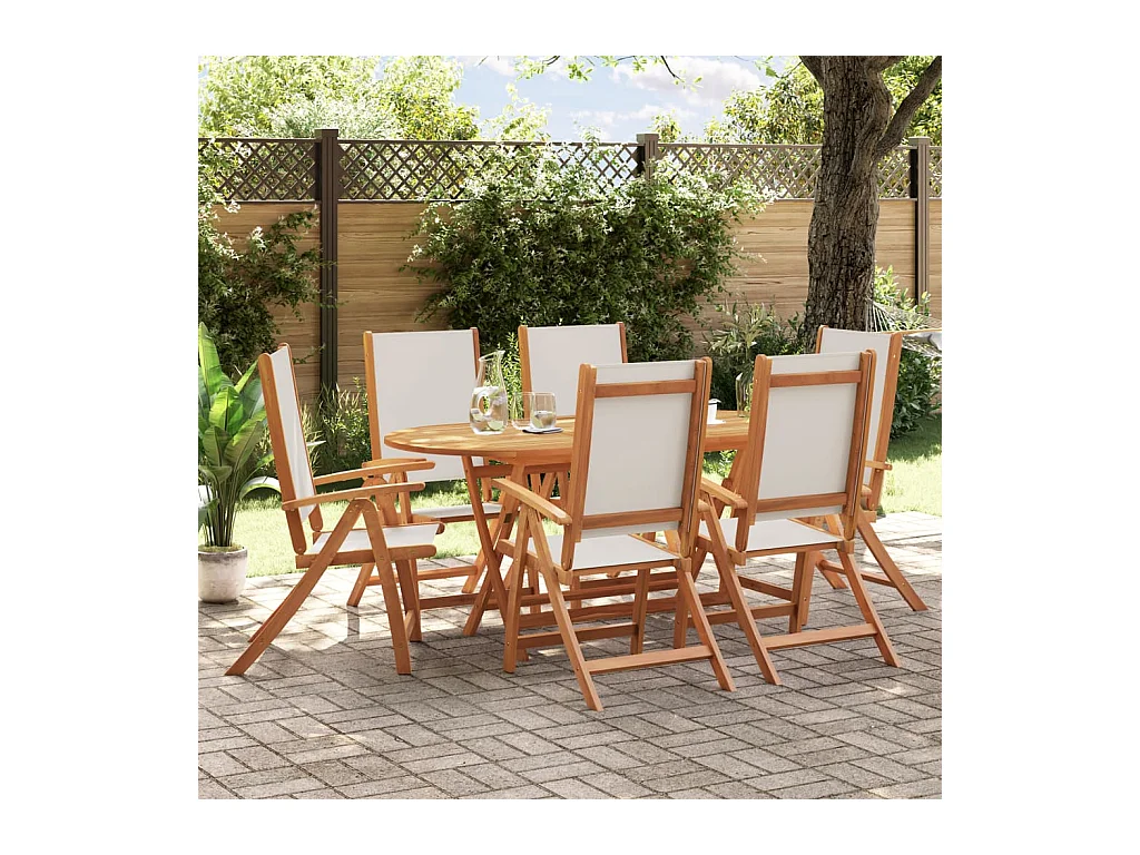 Fjorda  Ensemble à Manger de jardin 7pcs bois d'acacia solide textilène