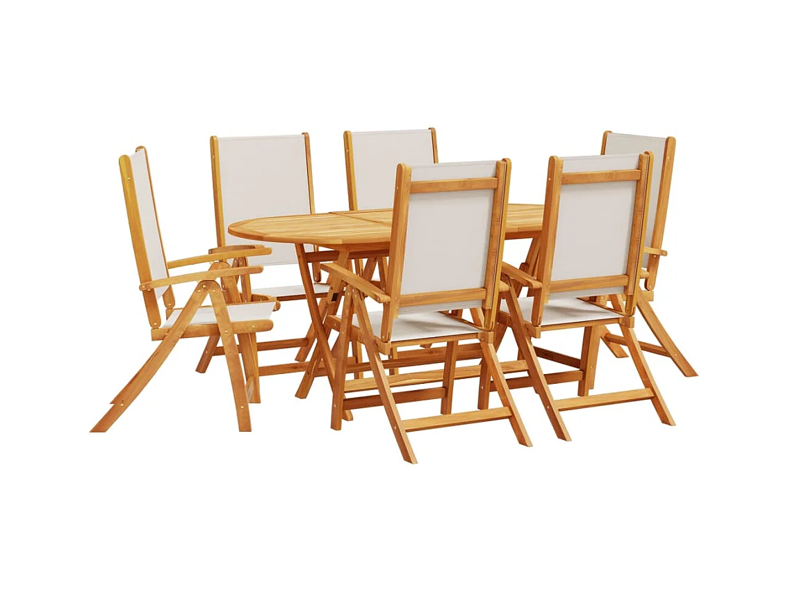 Fjorda  Juego comedor de jardín 7 pzas madera maciza acacia y textileno