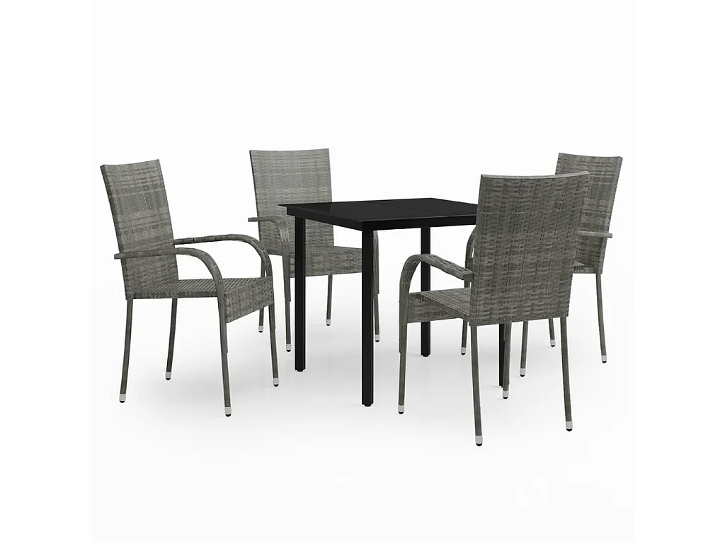 Stoughton  Ensemble à manger de jardin 5 pcs Gris et noir