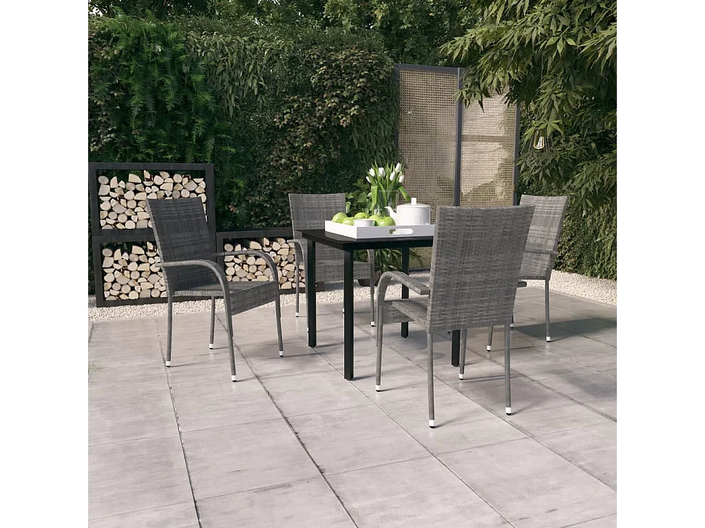 Stoughton  Ensemble à manger de jardin 5 pcs Gris et noir