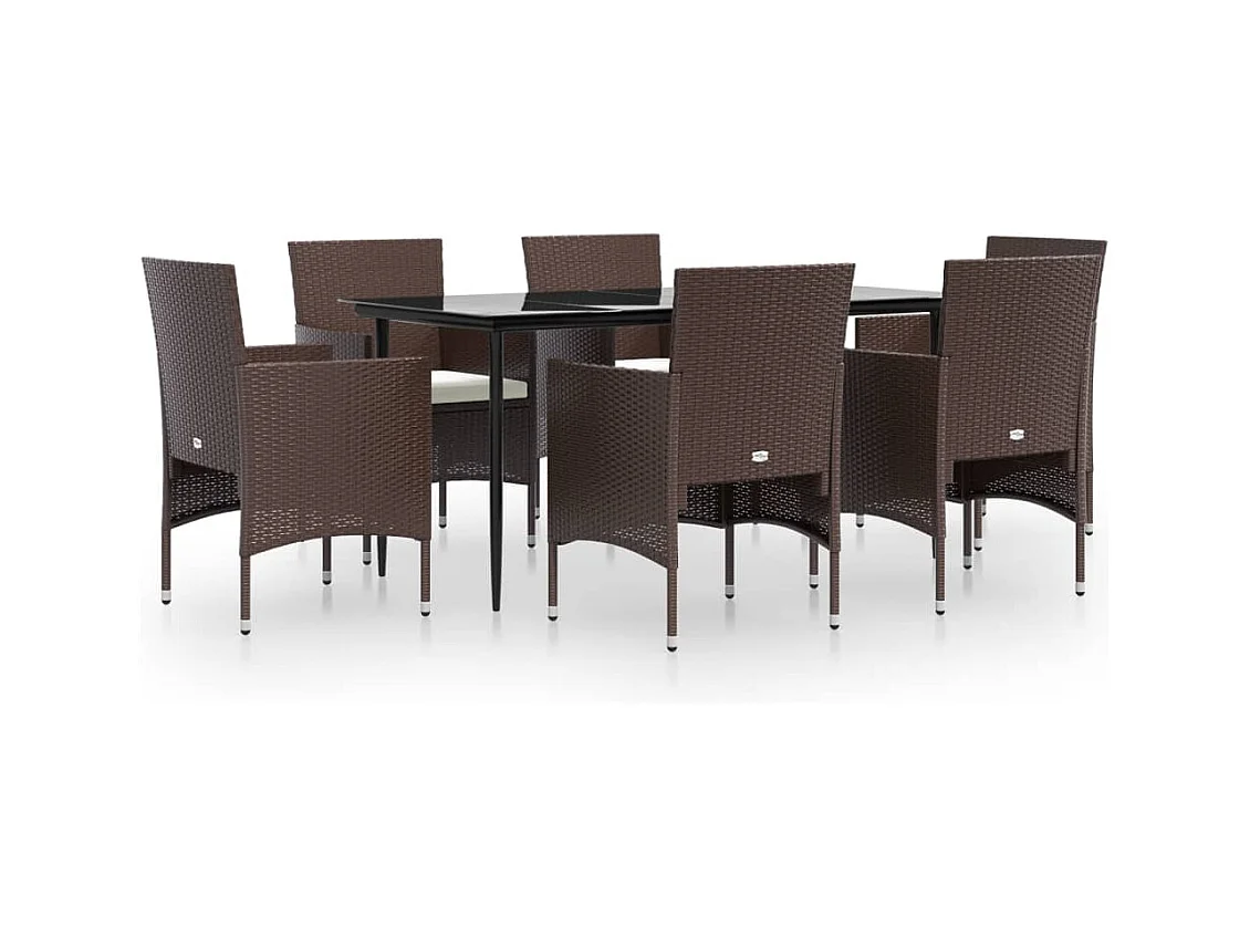 Cesarino  7-delige Tuinset met kussens bruin en zwart