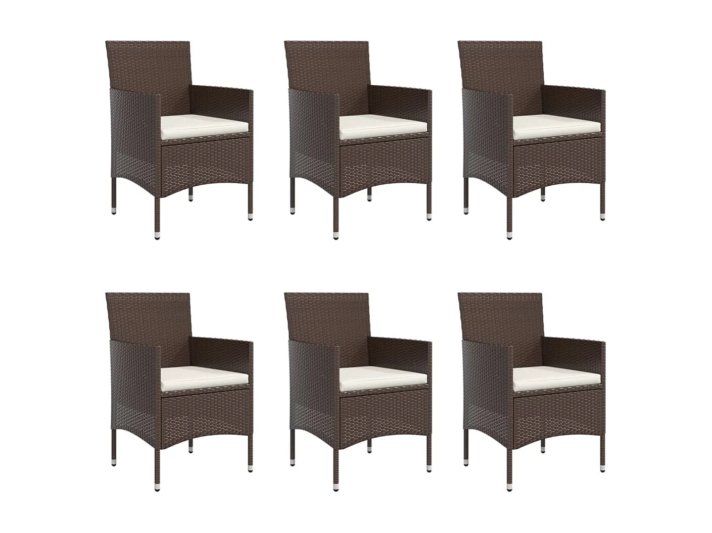 Cesarino  Ensemble à manger de jardin coussins 7 pcs Marron/noir