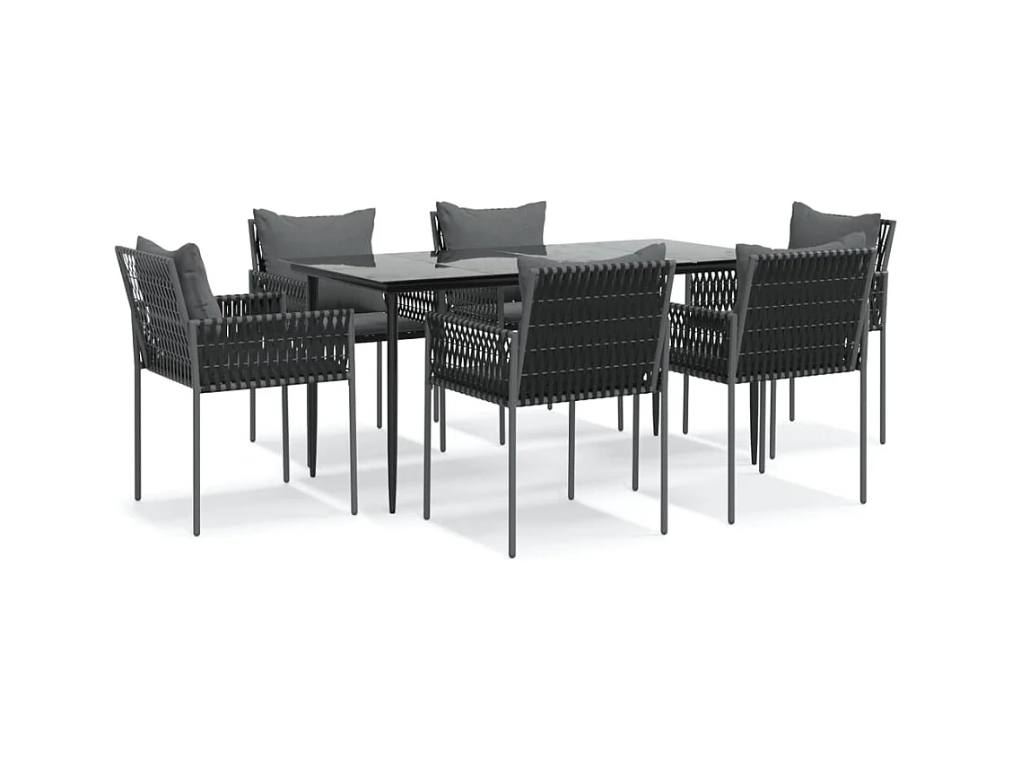 Mørkøv  7-delige Tuinset met kussens poly rattan en staal