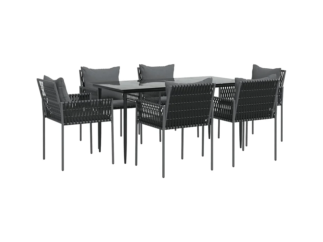 Mørkøv  7-delige Tuinset met kussens poly rattan en staal