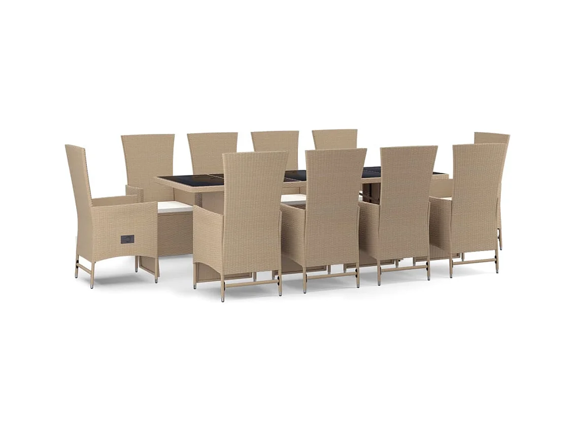 Olryn  11-delige Tuinset met kussens poly rattan beige