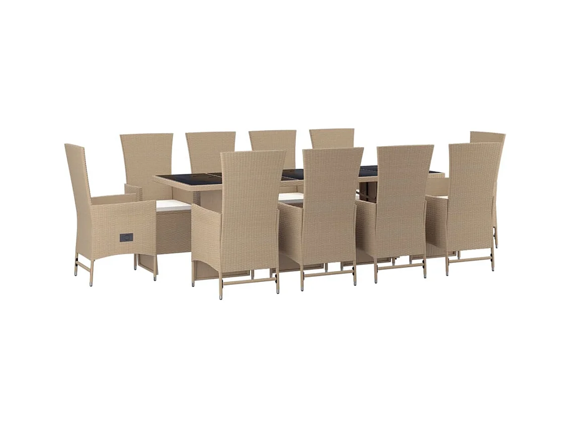Olryn  11-delige Tuinset met kussens poly rattan beige