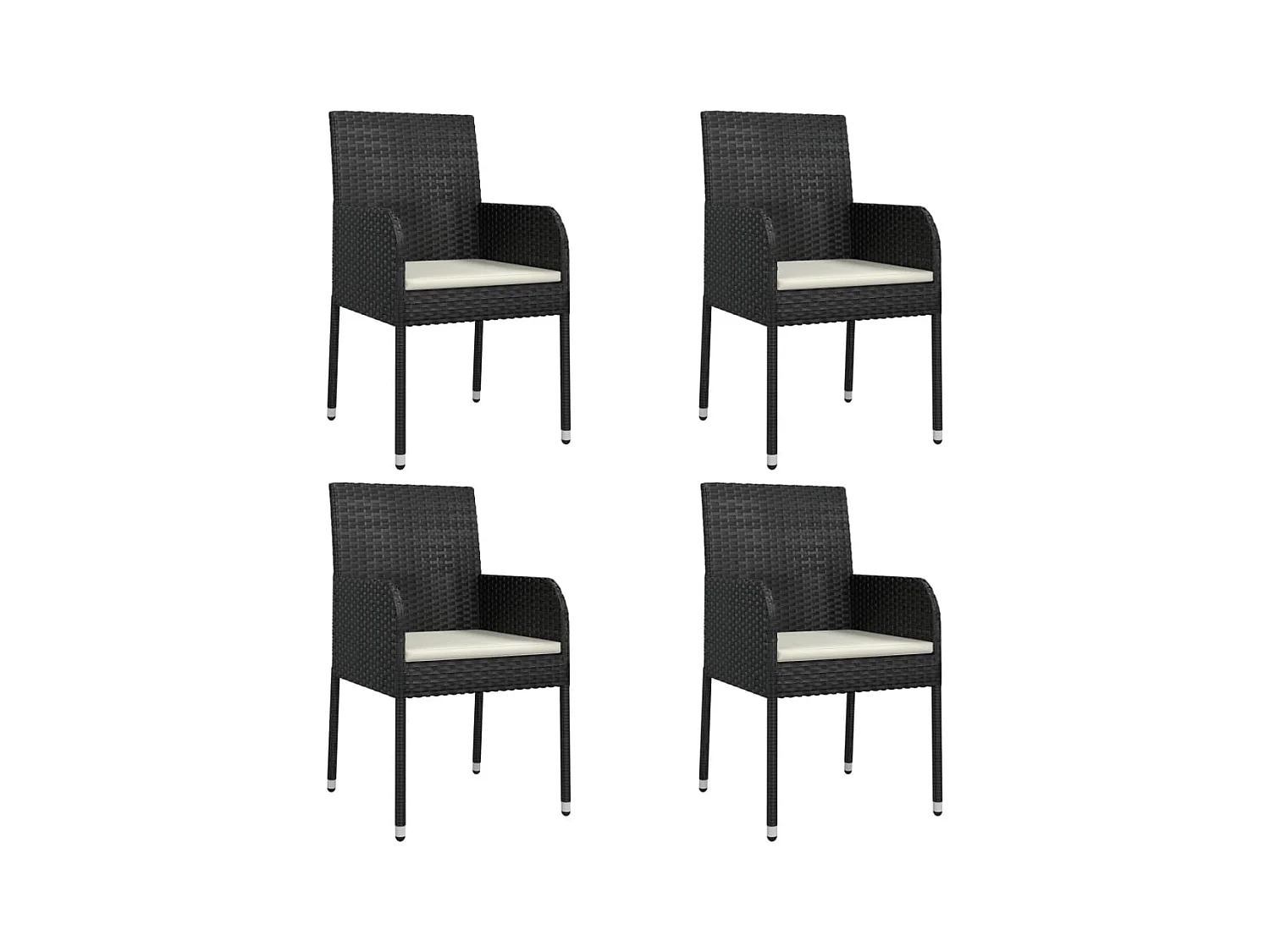 Santo Stefano di Camastra  Ensemble à manger de jardin coussins 5pcs Noir Résine tressée