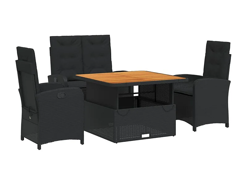 Abington  Ensemble à manger de jardin 4 pcs avec coussins noir