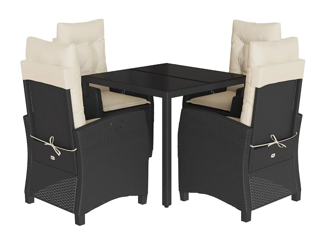 Prolenta Premium -  5-delige Tuinset met kussens poly rattan zwart