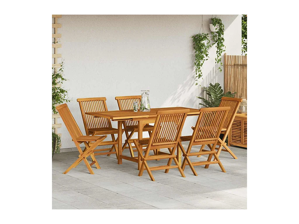 Jacques-Sébastien  Conjunto de comedor de jardín 7 piezas madera maciza de teca