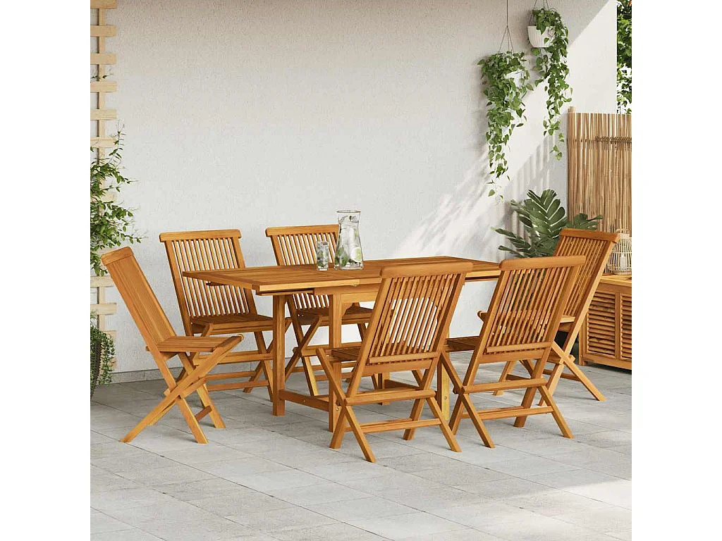 Jacques-Sébastien  Ensemble à manger de jardin 7 pcs Bois de teck massif