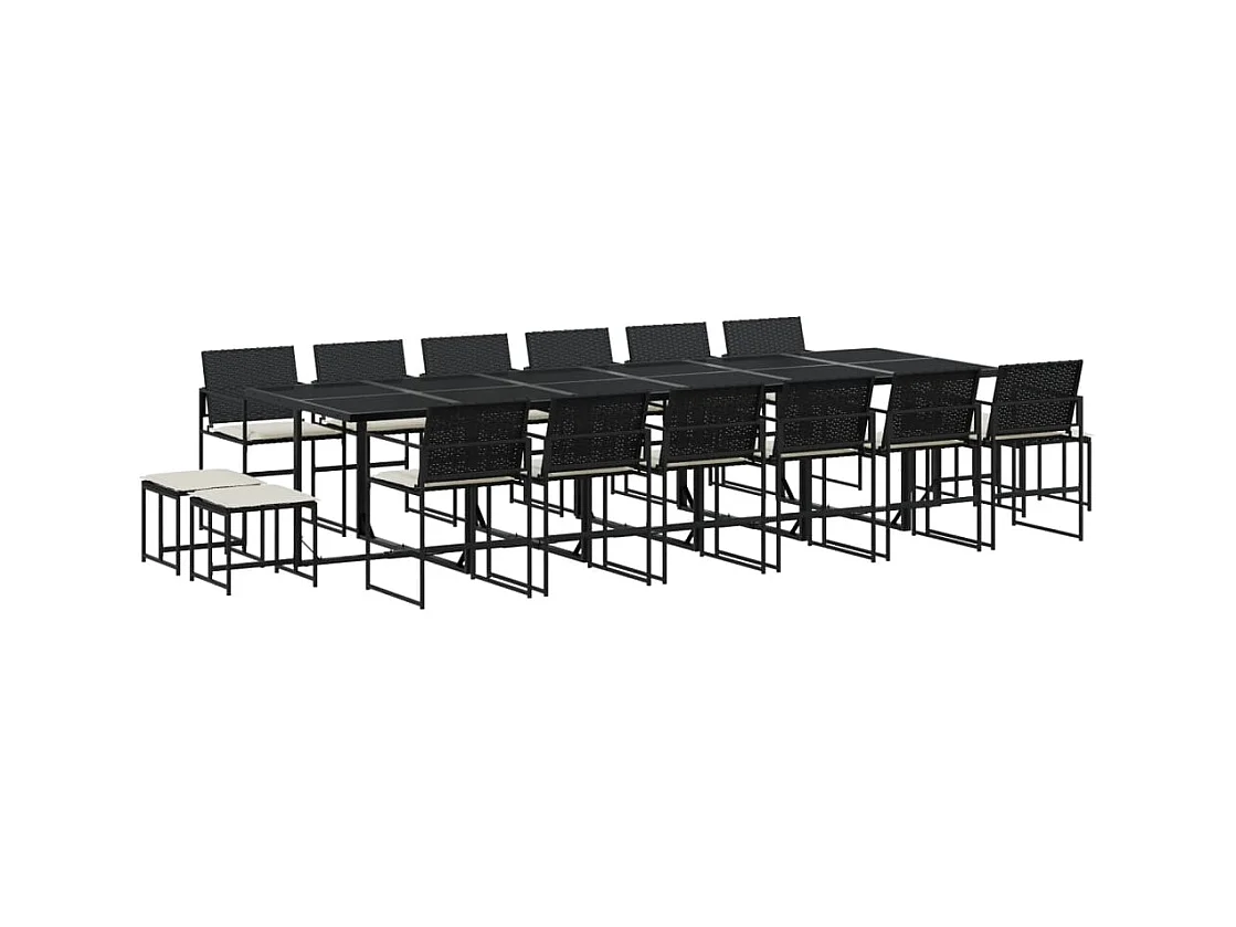 Quintus  Ensemble à manger de jardin 17 pcs coussins noir résine tressée