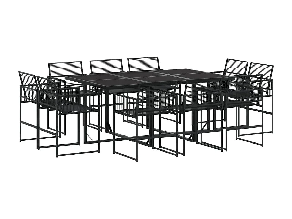 Bucksport  Ensemble à manger de jardin 11 pcs noir résine tressée