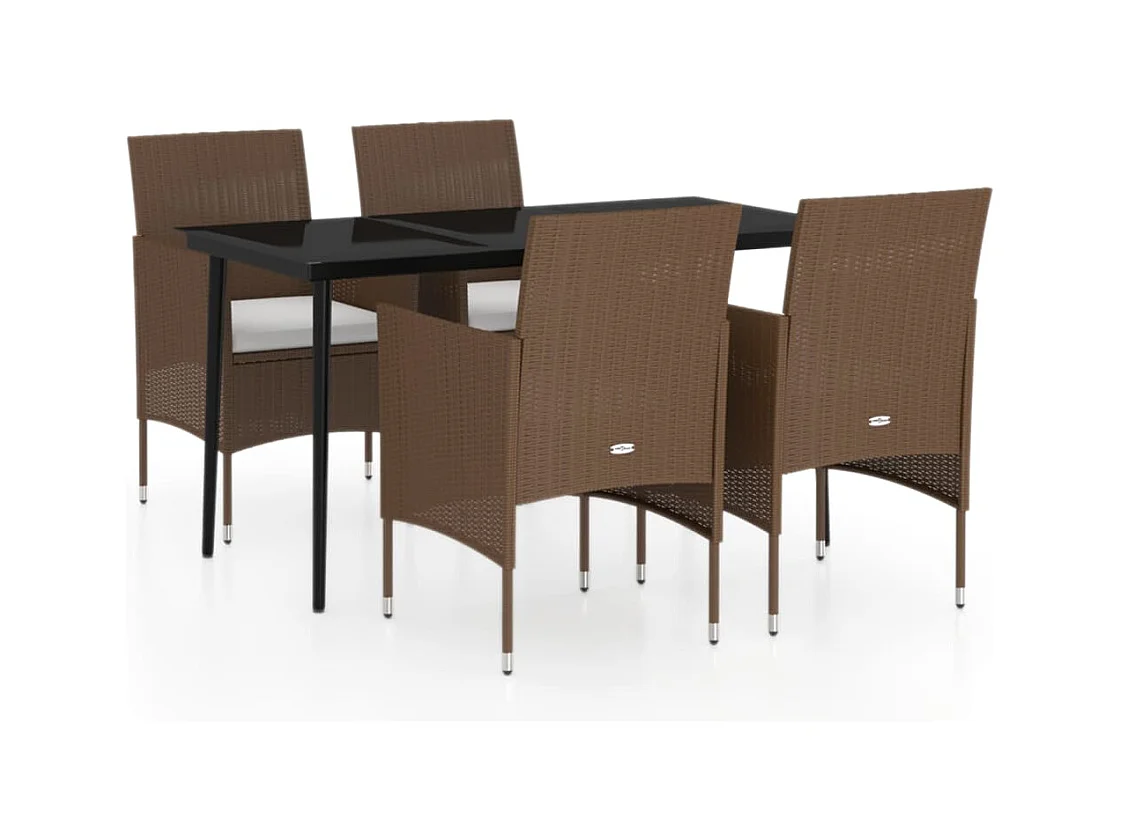 Cesarino  5-delige Tuinset met kussens bruin en zwart