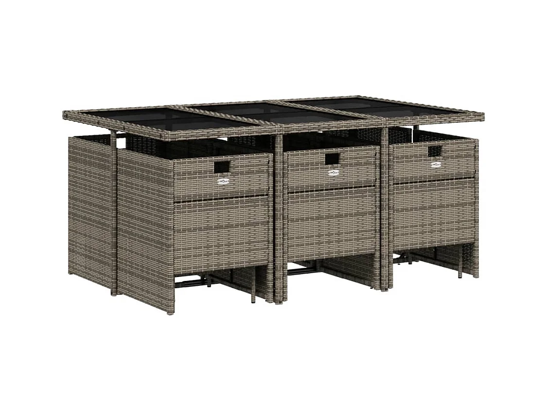 Steno  11-delige Tuinset met kussens poly rattan grijs