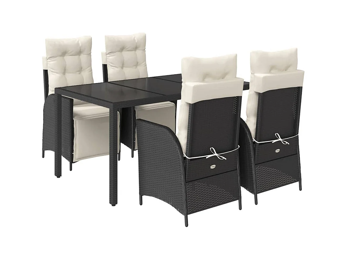 Chris David  5-delige Tuinset met kussens poly rattan zwart