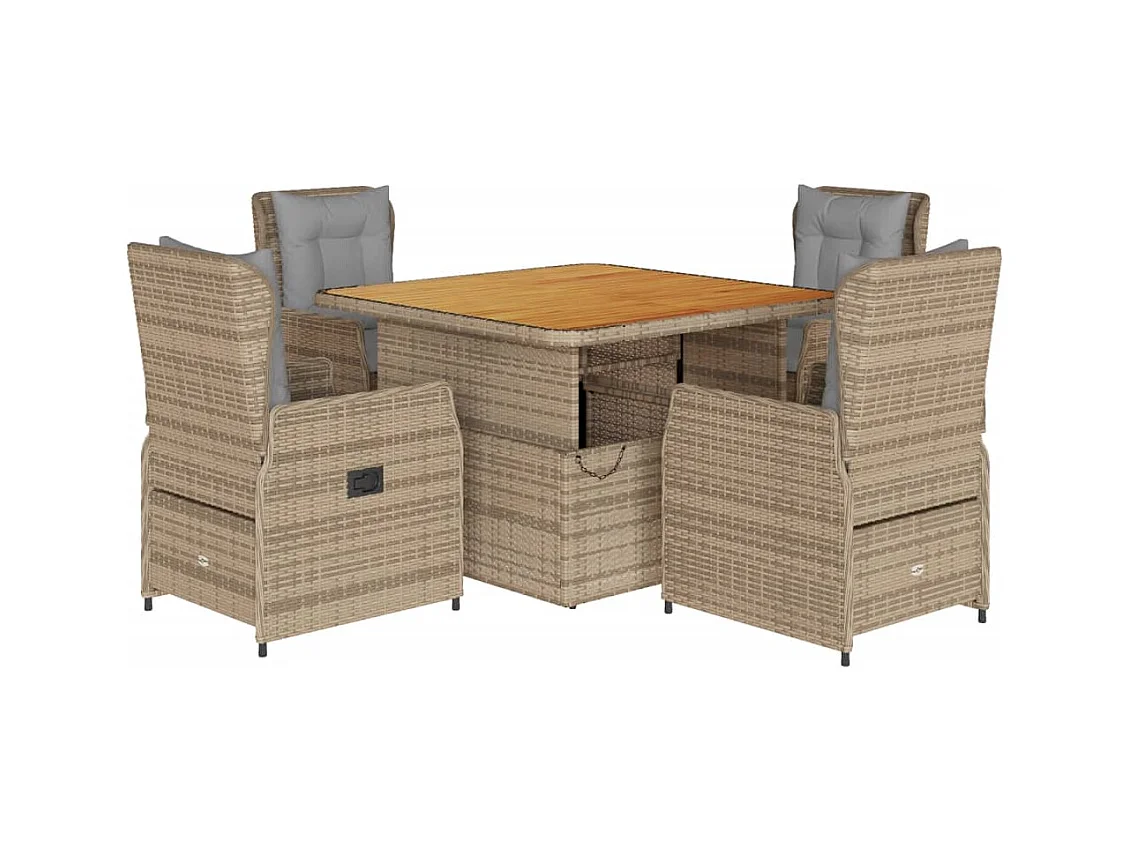 Coleville  5-delige Tuinset met kussens poly rattan beige