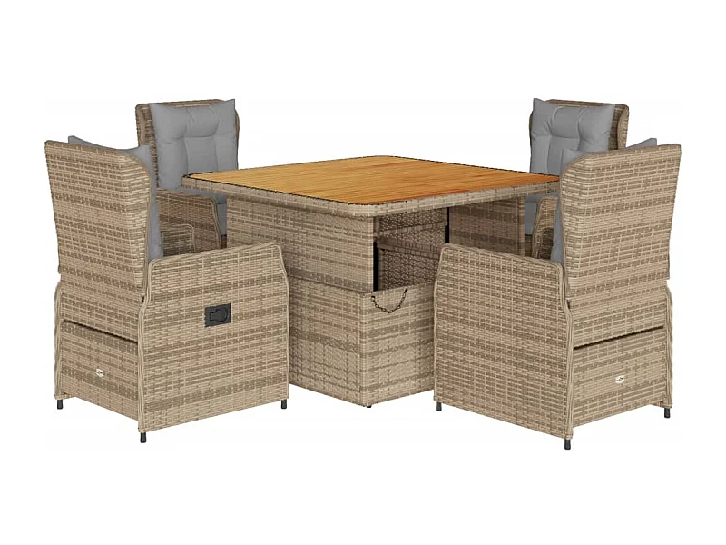 Coleville  Ensemble à manger de jardin avec coussins 5pcs Beige poly rotin