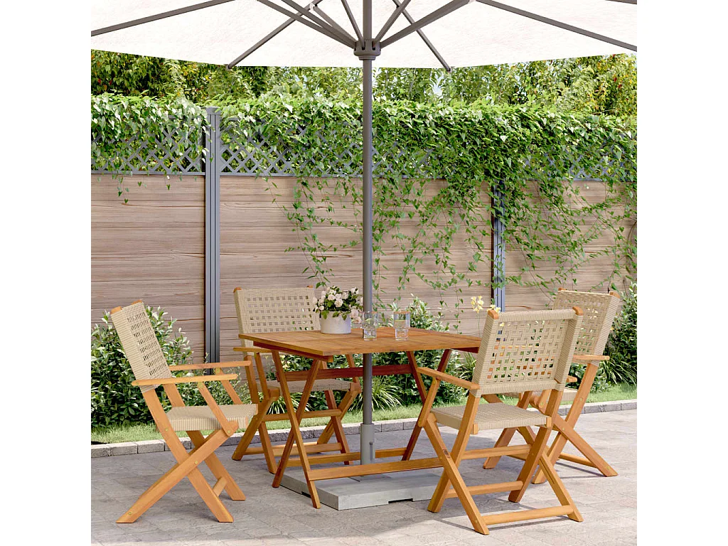 Holmsjö  5-delige Tuinset poly rattan en massief hout beige