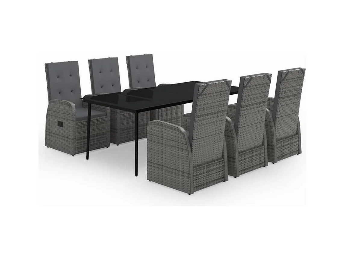 Mirella  Ensemble à manger de jardin avec coussins 7 pcs Gris