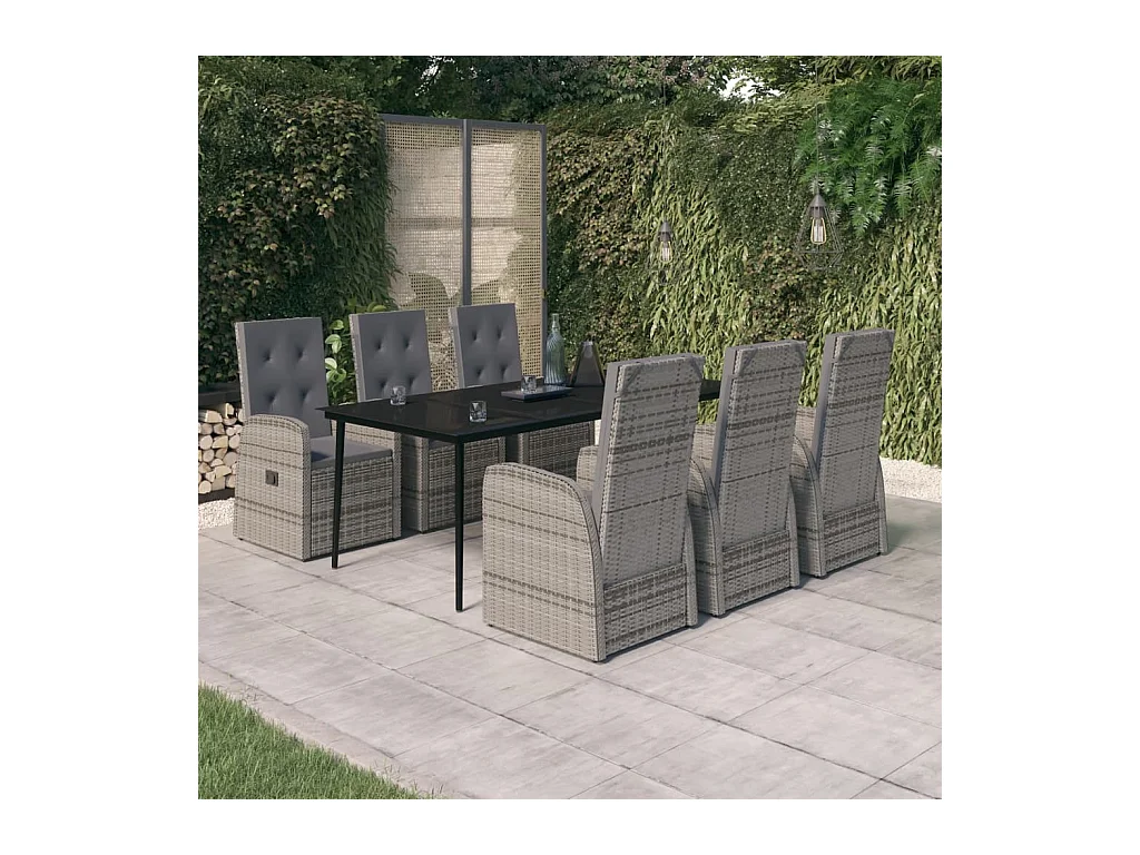 Mirella  Ensemble à manger de jardin avec coussins 7 pcs Gris