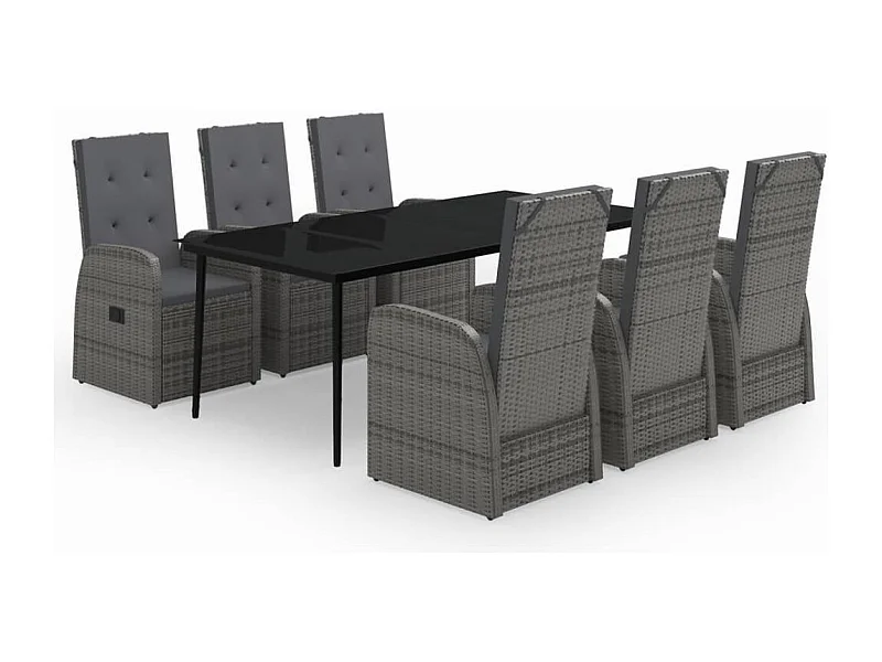 Mirella  7-delige Tuinset met kussens grijs