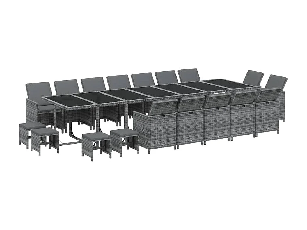 Browns Mills  19-delige Tuinset met kussens poly rattan grijs