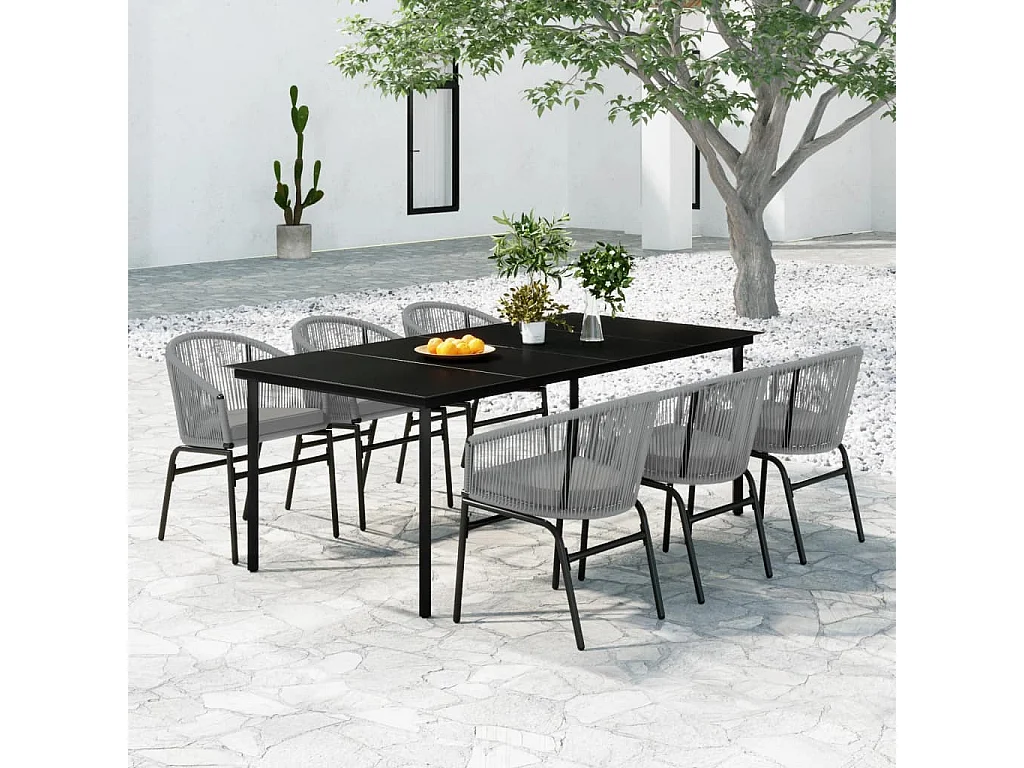 Florentin  Ensemble à manger de jardin 7 pcs Gris