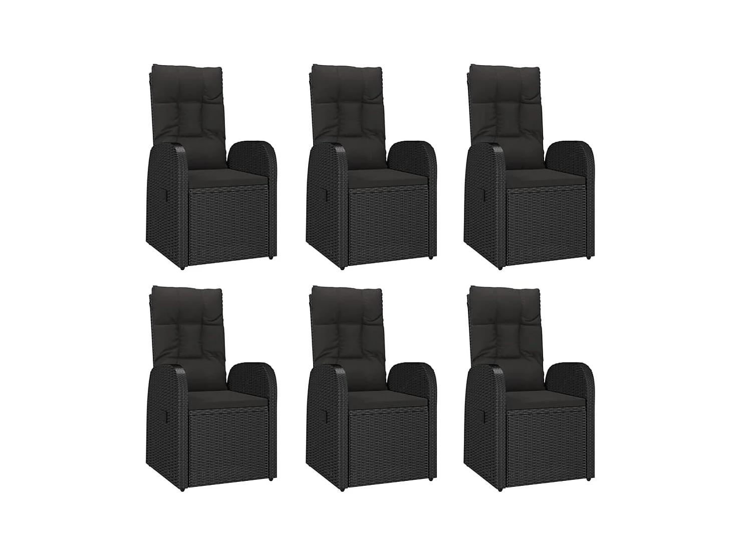 Arvild  Ensemble à manger de jardin coussins 7pcs Noir Résine tressée