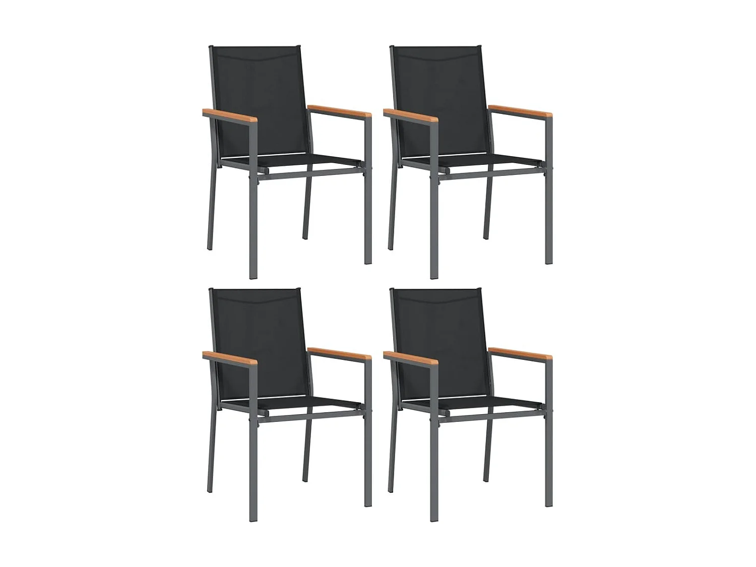 Varlen  Ensemble à manger de jardin 5 pcs noir textilène et acier