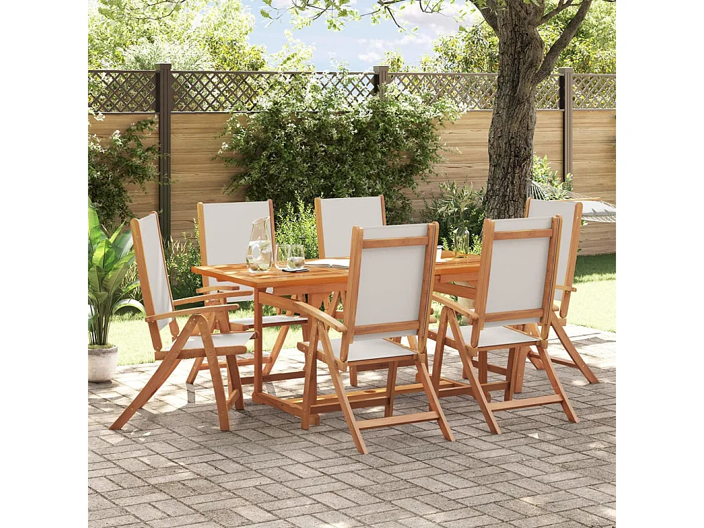Carrizo Springs  Ensemble à Manger de jardin 7pcs bois d'acacia solide textilène